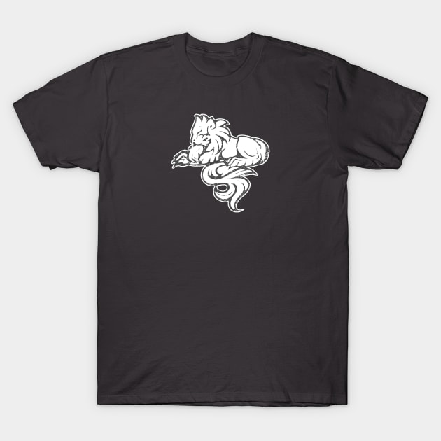 Dormant Lion - White T-Shirt by McWolf